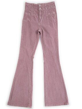 WE THE FREE pink mauve corduroy flare leg high rise pants size 26
